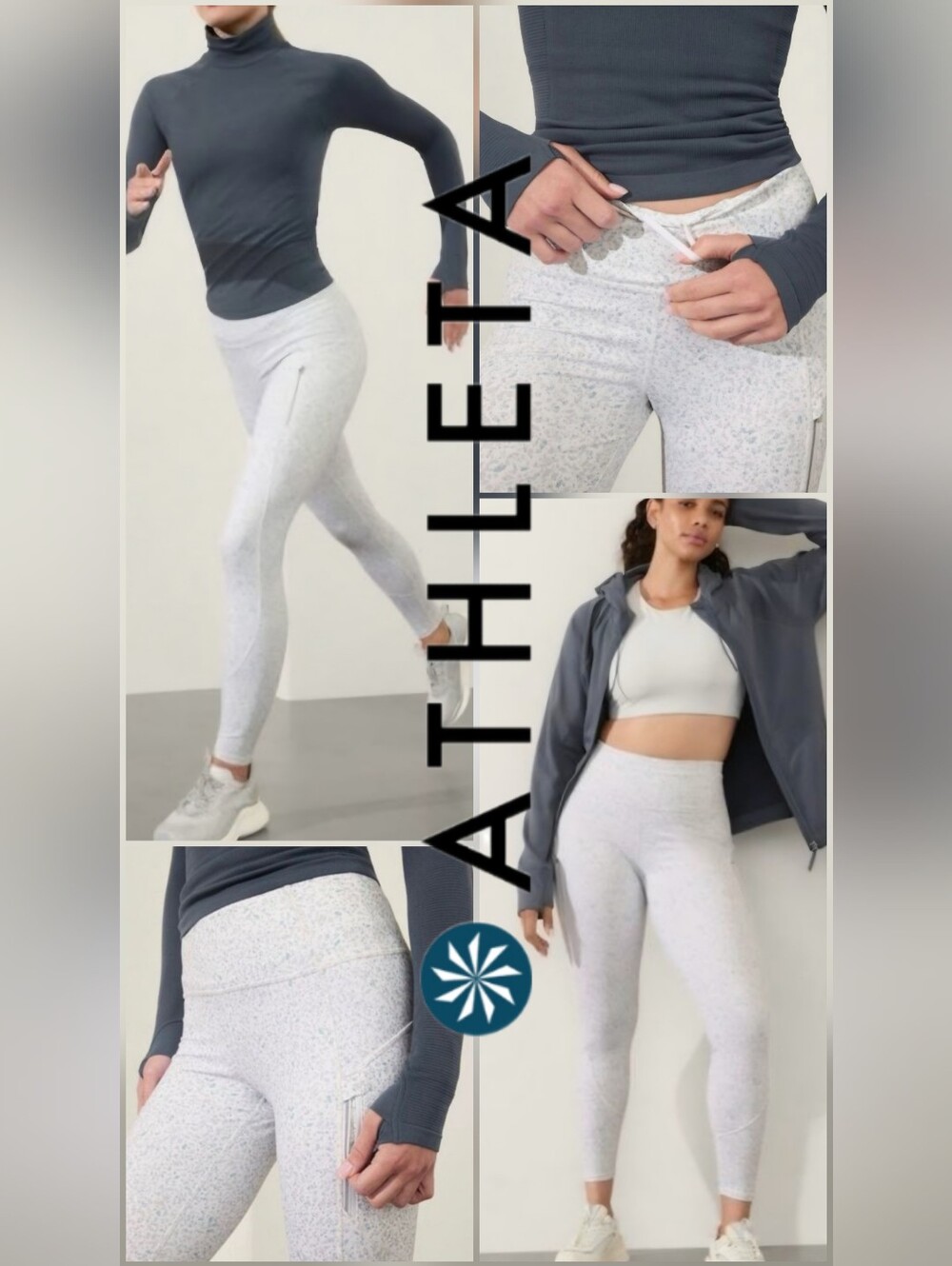 Athleta High-Rise Speckled White Leggings